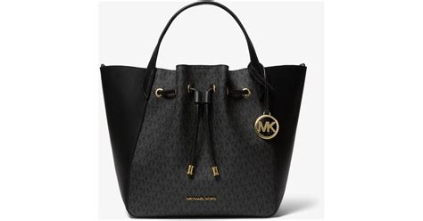 michael kors black and white bucket bag|Michael Kors phoebe large tote.